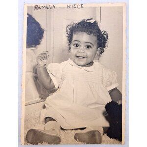 Vintage Baby Photo 1948 Beautiful Girl African American 4.5x3 Toddler Portrait